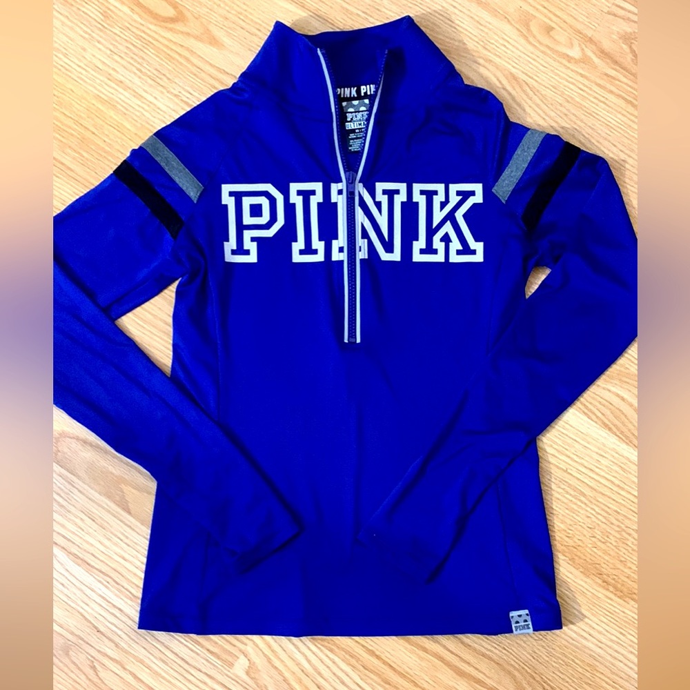 “PINK”-VICTORIA SECERT HALF-ZIP UP PULLOVER-SPORT-SIZE:SMALL/MEDIUM!